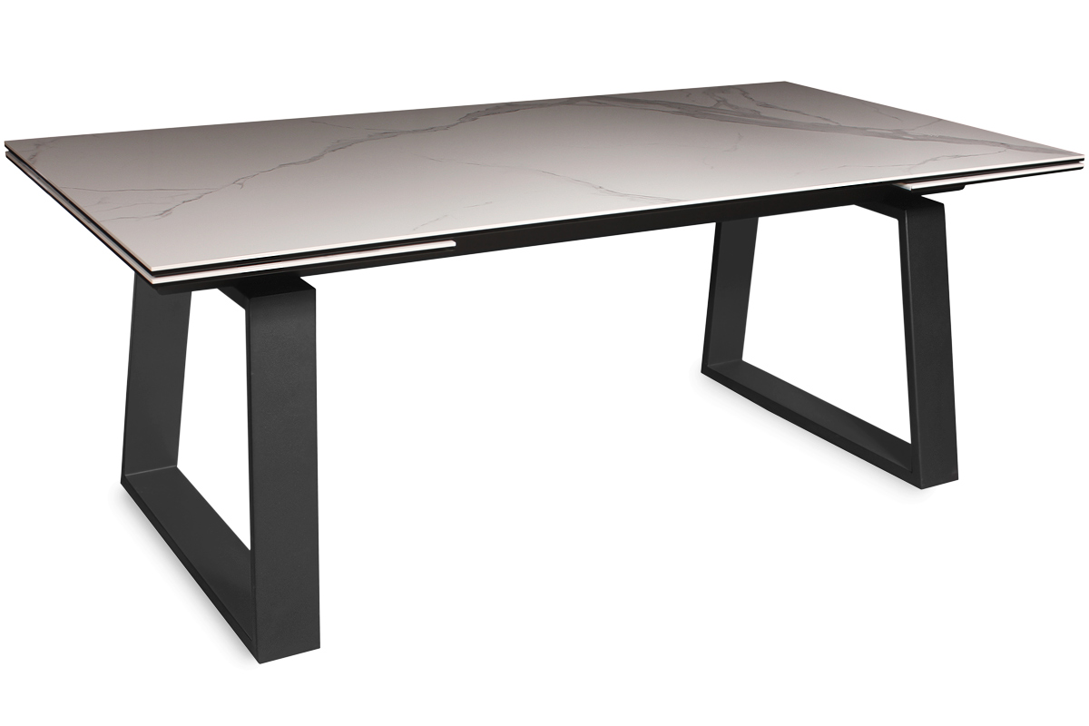 Стол LEONARDO-200 GLOSS 200(+50+50)x100 черный / керамика мрамор  глянец