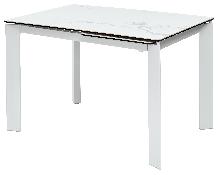 Стол КОРНЕР (CORNER) 120 120(170)х80 цвет БЕЛЫЙ МРАМОР (HIGH GLOSS STATUARIO) керамика / БЕЛЫЙ