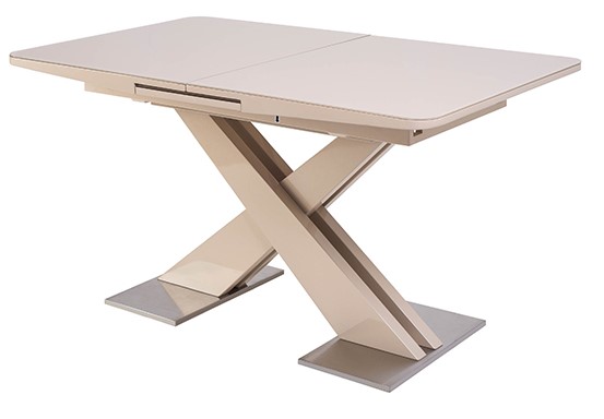 Стол CONTI 140 140(175)Х85 BEIGE GLASS бежевый глянец