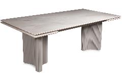 Стол НАПОЛЕОН (NAPOLEON) 200 200(+40+40)x100 Латте металл / керамика ROYAL BEIGE глянец