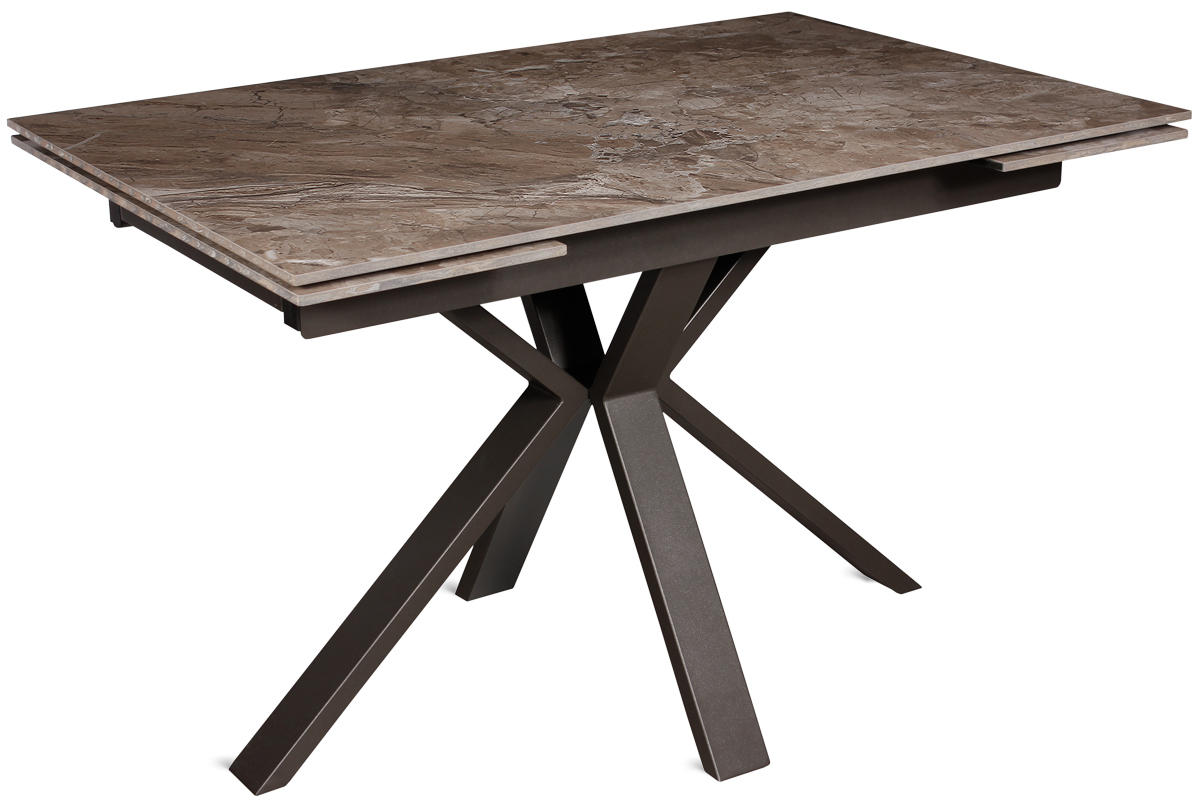 Стол САНТИНО (SANTINO) 120 120(+30+30)x80 Чёрный / керамика глянец PORTORO BROWN