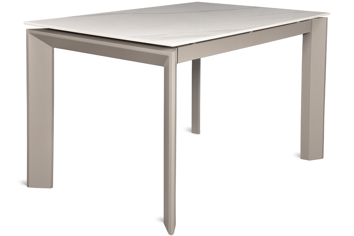 Стол LAMBER MR 120(+50)x80 латте металл/керамика Calacatta Avorio