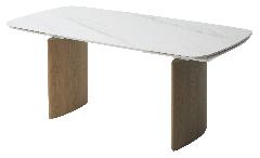 Стол КАЛВИН (CALVIN) 180 180(260)х90 керамика SEMI-POLISHED SNOW CARRARA SOLID CERAMIC / серый дуб