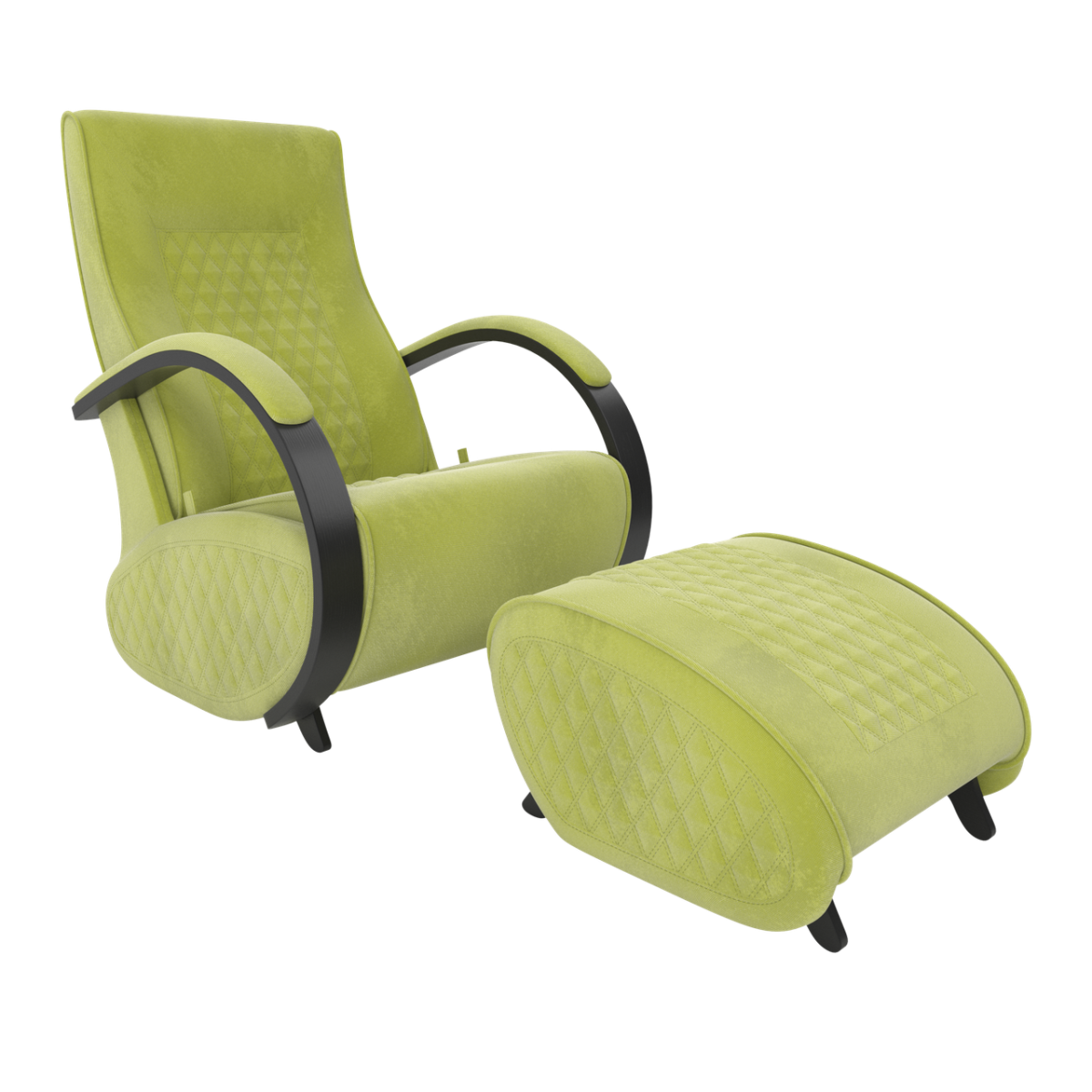 Кресло-качалка Balance 3, гляйдер, шпон орех, ткань Verona Apple Green с накладками