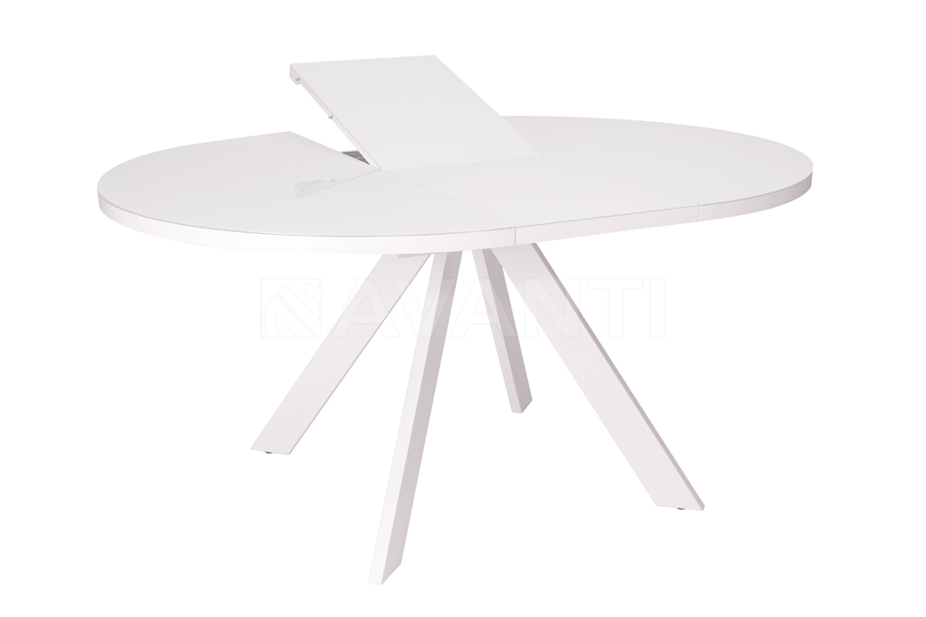 Стол EGO (D1200-1600x750) MATT WHITE/ SUPER WHITE GLASS (белый матовый/экстра белое стекло)