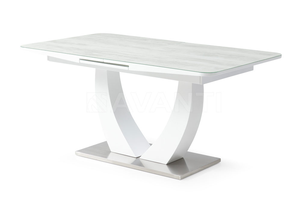 Стол ROCK (1600-2000х900х760) WHITE/GREY (белый/серое стекло)