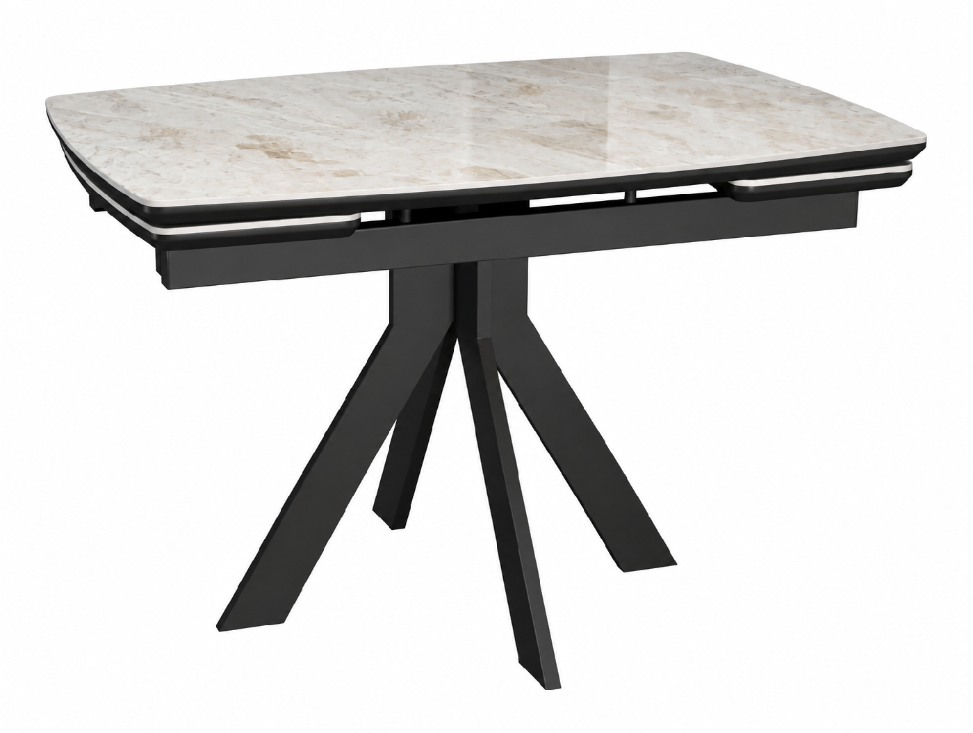 Стол ДикЛайн DKU120 120(180)х80х78 Керамика Italian Grey (глянец серый)/подстолье чёрное/опоры чёрные