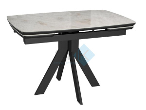 Стол DikLine DKU120 120(180)х80х78 Керамика Italian Grey(глянец серый)/подстолье черное/опоры черные