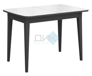 Стол Dikline М120 120(160)х80 черный/стекло белое глянец optiwhite