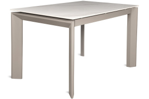 Стол LAMBER MR 120(+50)x80 латте металл/керамика Calacatta Avorio