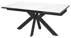 Стол BELLUNO 160 160(240)х90 MARBLES KL-99 Белый мрамор матовый, итальянская керамика/ черный каркас
