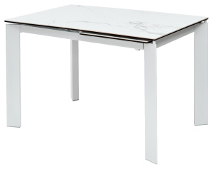 Стол КОРНЕР (CORNER) 120 120(170)х80 цвет БЕЛЫЙ МРАМОР (HIGH GLOSS STATUARIO) керамика / БЕЛЫЙ