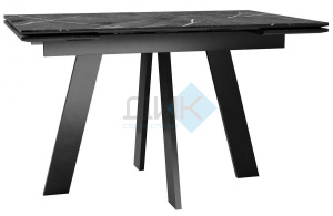 Стол DikLine SKM120 120(180)х80х77 Керамика Черный мрамор/подстолье черное/опоры черные