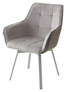 Стул MAVERICK BLUVEL-03 LIGHT GREY/ белый каркас, поворот.360 град.
