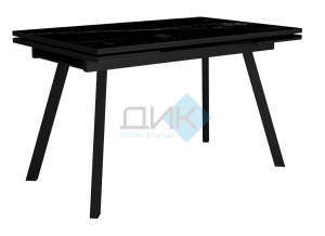 Стол DikLine SKA125 125(185)х80х76 керамика черный мрамор/подстолье черн / опоры черные