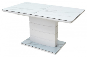 Стол ALTA 140(180)х80  GREY-WHITE MARBLE WHITE/ глазурированное стекло