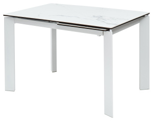 Стол CORNER 120 120(170)х80 HIGH GLOSS STATUARIO керамика/ белый каркас