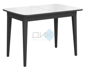 Стол Dikline М120 120(160)х80 черный/стекло белое глянец optiwhite