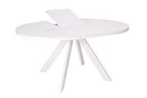 Стол EGO (D1200-1600x750) MATT WHITE/ SUPER WHITE GLASS (белый матовый/экстра белое стекло)