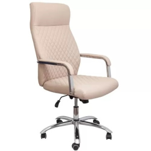 Кресло PILOT B экокожа бежевый, хром пятилуч/хром подлок
