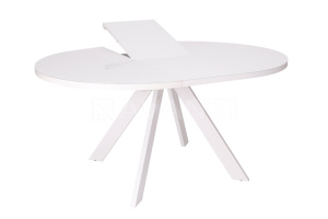Стол EGO (D1200-1600x750) MATT WHITE/ SUPER WHITE GLASS (белый матовый/экстра белое стекло)