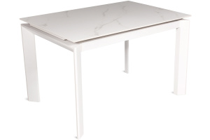Стол LAMBER MR 120(+50)x80 белый металл/керамика  мрамор