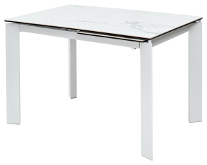 Стол CORNER 120 120(170)х80 HIGH GLOSS STATUARIO керамика/ белый каркас