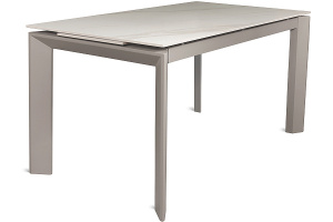 Стол LAMBER MR 140(+40)x80 латте металл/керамика Calacatta Avorio